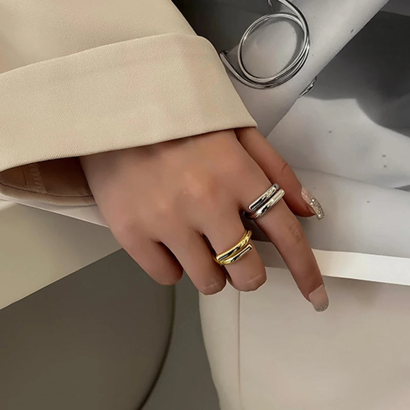 PearlCharm – טבעת גאומטרית יוקרתית מנירוסטה