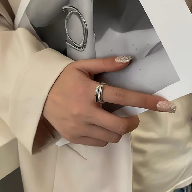 PearlCharm – טבעת גאומטרית יוקרתית מנירוסטה