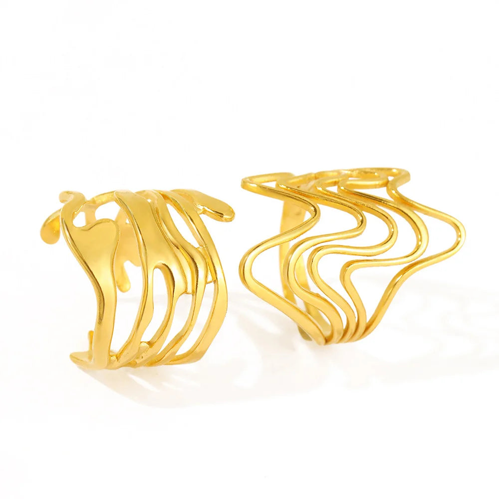 GeoPulse – טבעת גאומטרית פתוחה מנירוסטה וטיטניום